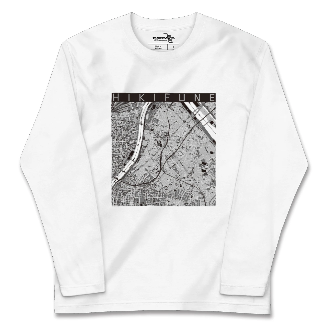 【曳舟（東京都）】地図柄ロングスリーブTシャツ