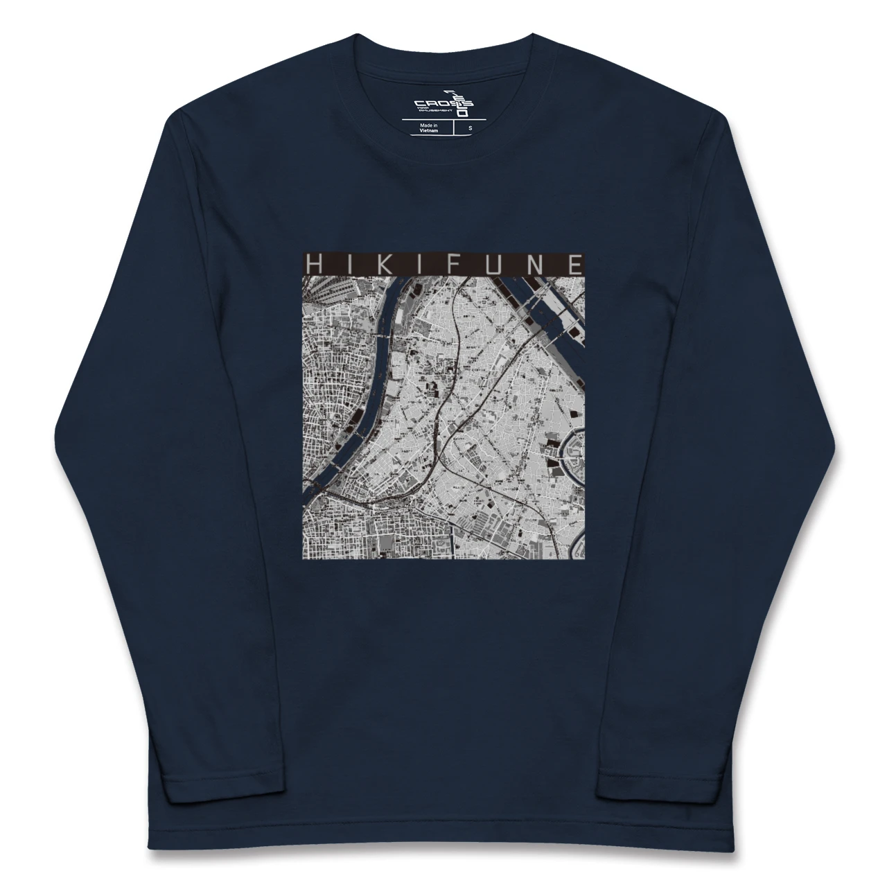 【曳舟（東京都）】地図柄ロングスリーブTシャツ