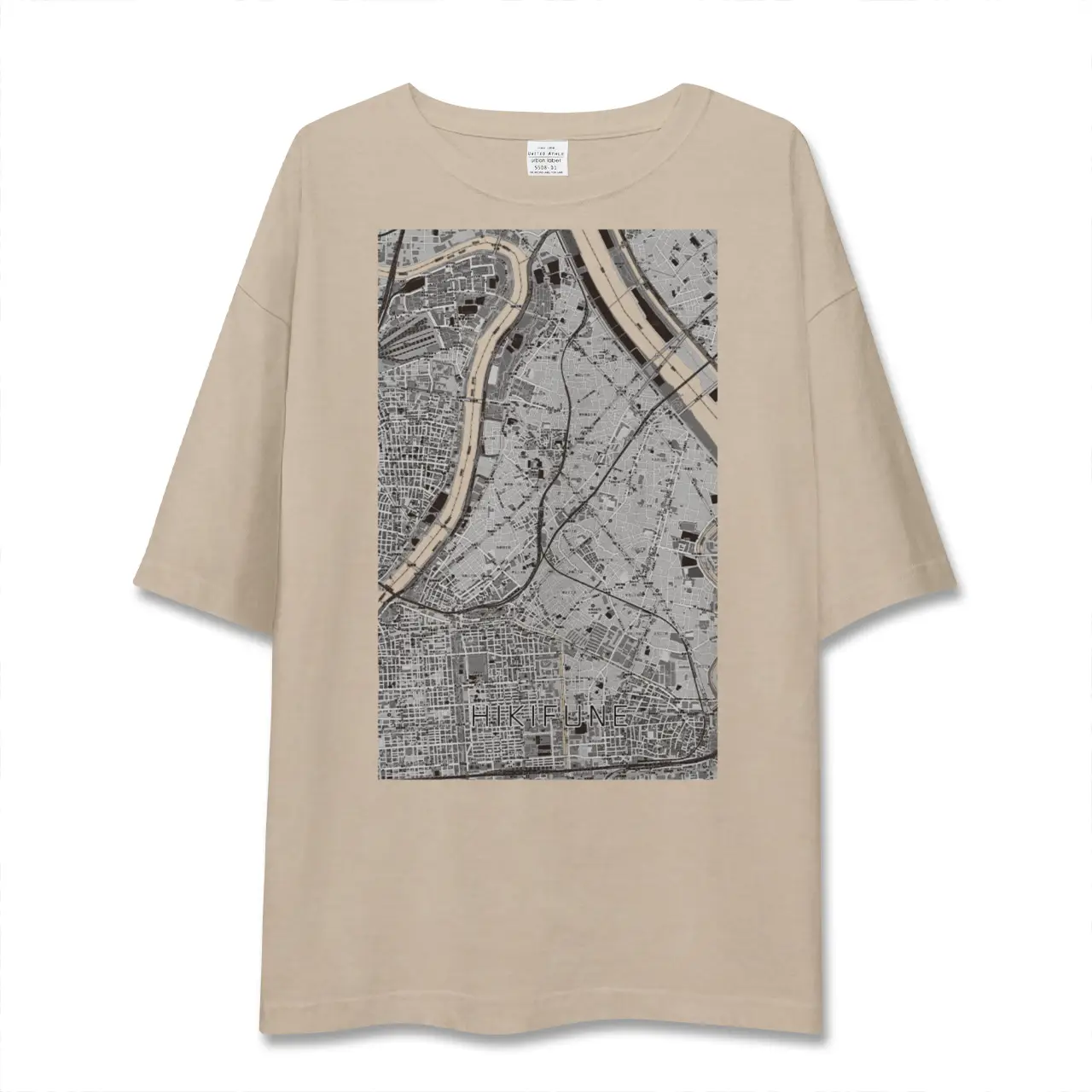 【曳舟（東京都）】地図柄ビッグシルエットTシャツ
