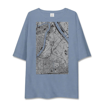 【曳舟（東京都）】地図柄ビッグシルエットTシャツ