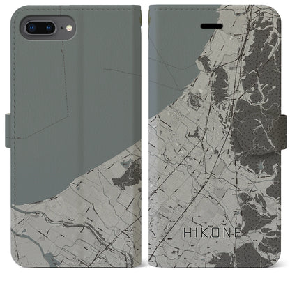 【彦根（滋賀県）】地図柄iPhoneケース（手帳タイプ）モノトーン・iPhone 8Plus /7Plus / 6sPlus / 6Plus 用