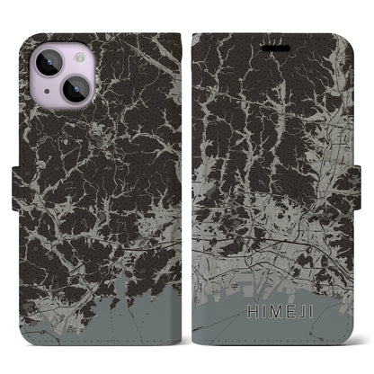 【姫路2（兵庫県）】地図柄iPhoneケース（手帳タイプ）モノトーン・iPhone 14 用
