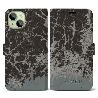 【姫路2（兵庫県）】地図柄iPhoneケース（手帳タイプ）モノトーン・iPhone 15 用