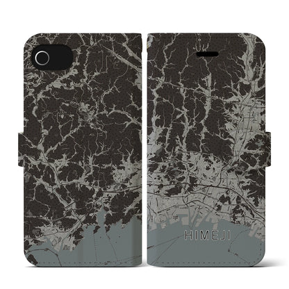 【姫路2（兵庫県）】地図柄iPhoneケース（手帳タイプ）モノトーン・iPhone SE（第3 / 第2世代） / 8 / 7 / 6s / 6 用
