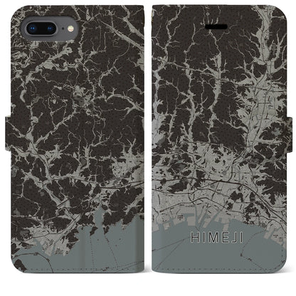 【姫路2（兵庫県）】地図柄iPhoneケース（手帳タイプ）モノトーン・iPhone 8Plus /7Plus / 6sPlus / 6Plus 用