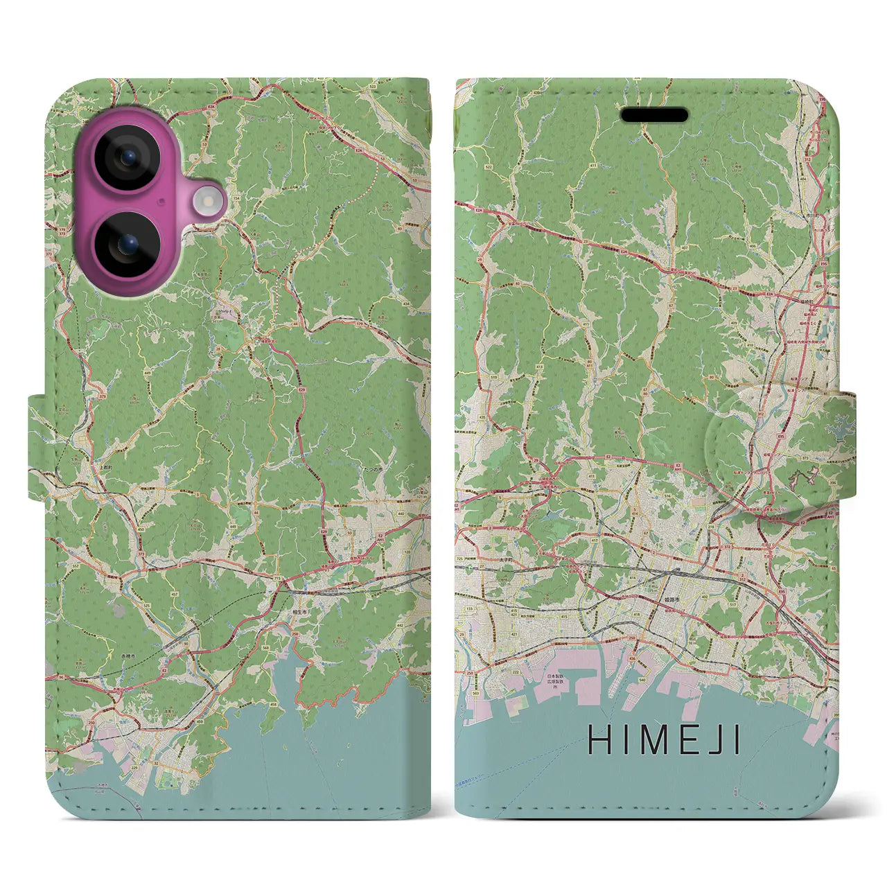 【姫路2（兵庫県）】地図柄iPhoneケース（手帳タイプ）ナチュラル・iPhone 16 Pro 用