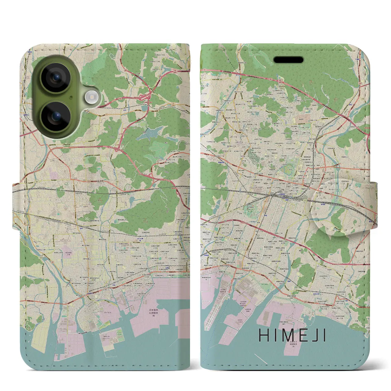 【姫路（兵庫県）】地図柄iPhoneケース（手帳タイプ）