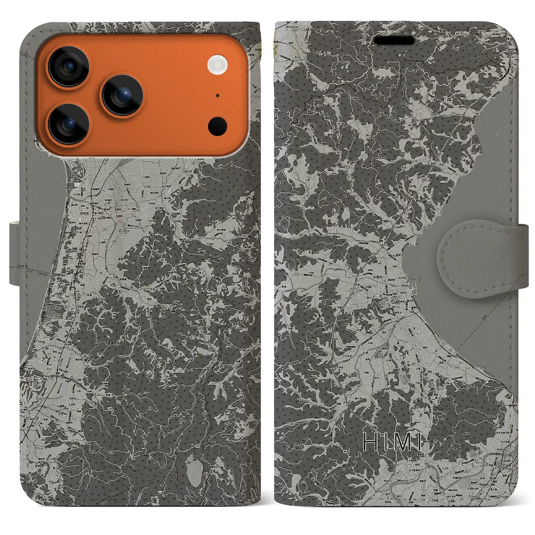 【氷見（富山県）】地図柄iPhoneケース（手帳タイプ）