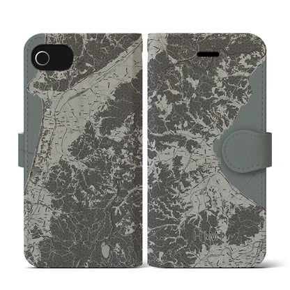 【氷見（富山県）】地図柄iPhoneケース（手帳タイプ）モノトーン・iPhone SE（第3 / 第2世代） / 8 / 7 / 6s / 6 用