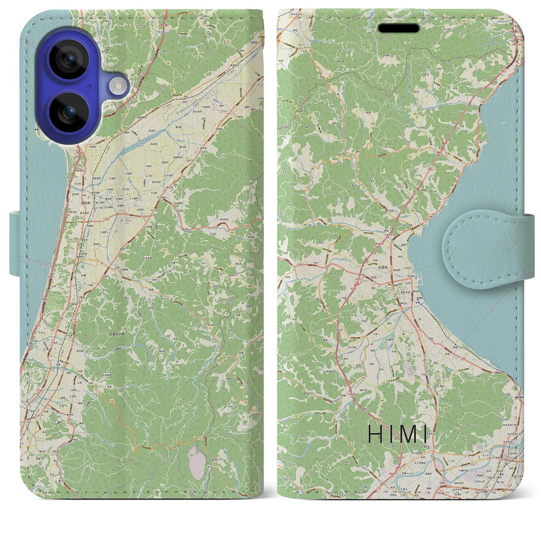 【氷見（富山県）】地図柄iPhoneケース（手帳タイプ）ナチュラル・iPhone 16 Pro Max 用