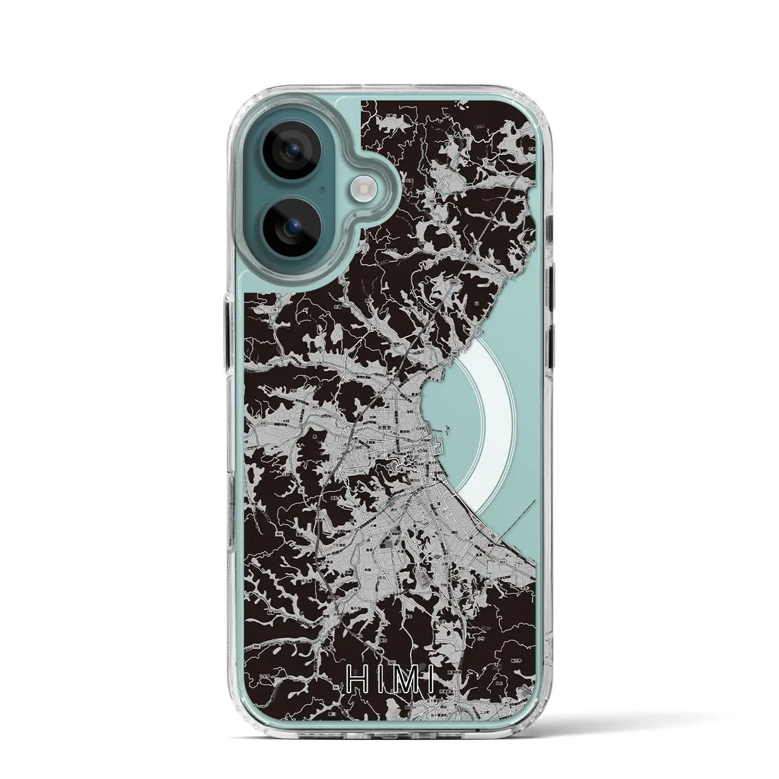 【氷見(富山県)】地図柄iPhoneケース(MagSafeタイプ)モノトーン・iPhone 16 Pro 用