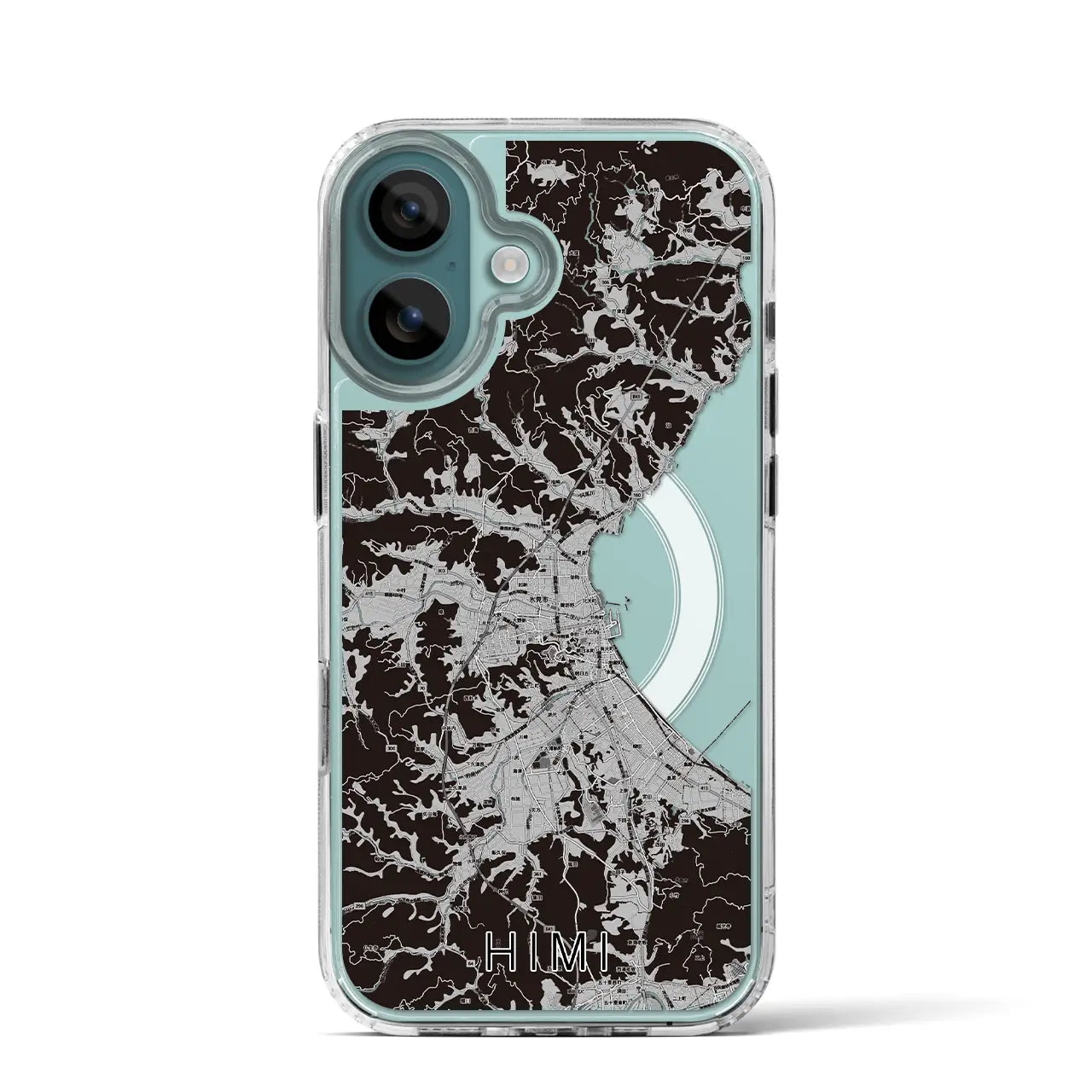 【氷見（富山県）】地図柄iPhoneケース（MagSafeタイプ）モノトーン・iPhone 16 Pro 用