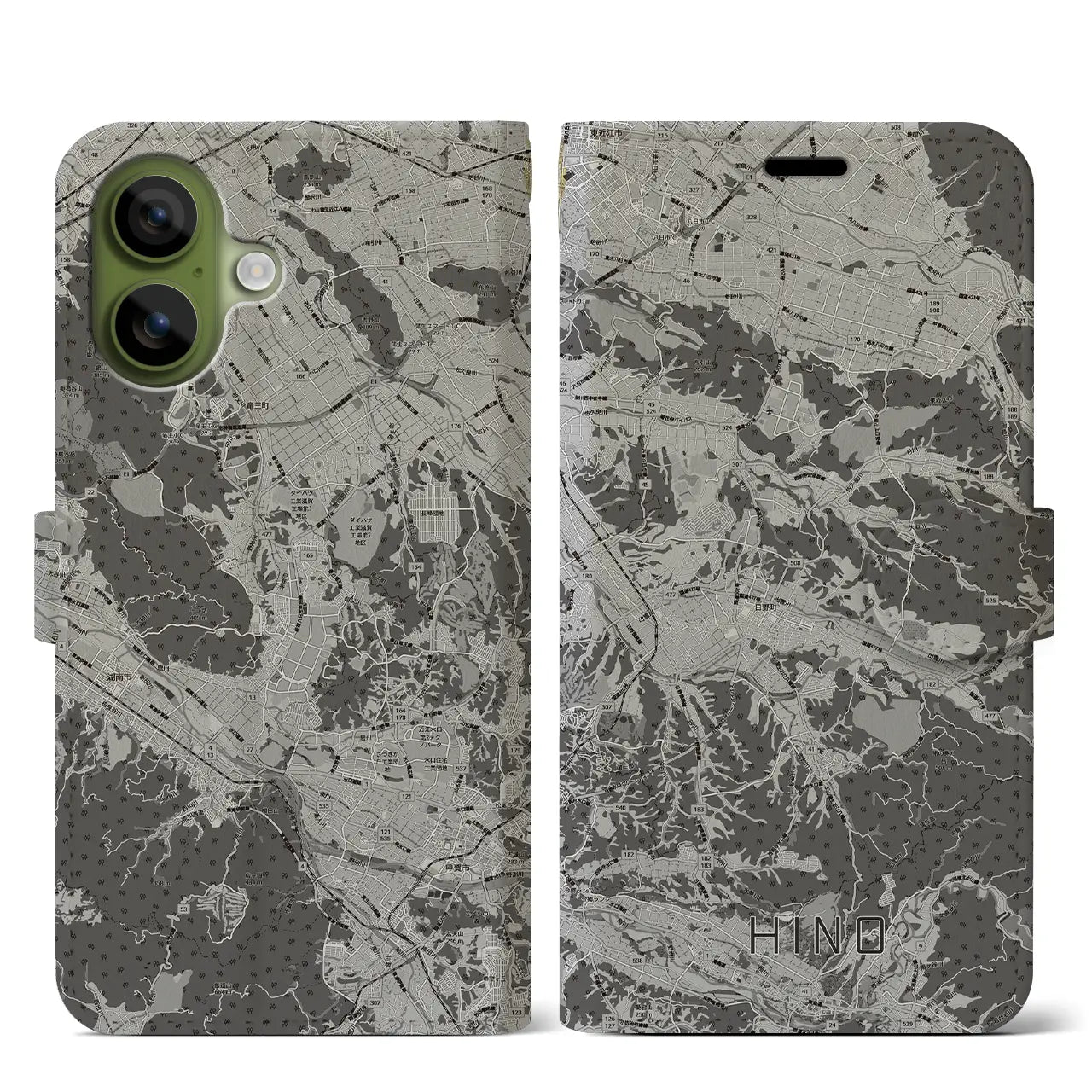 【日野（滋賀県）】地図柄iPhoneケース（手帳タイプ）