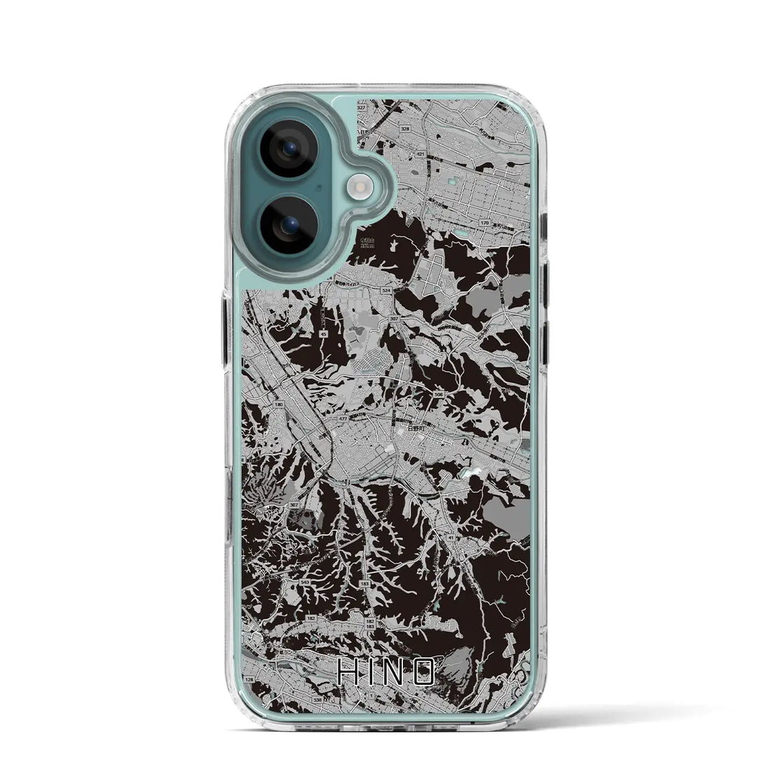 【日野(滋賀県)】地図柄iPhoneケース(MagSafeタイプ)モノトーン・iPhone 16 Pro 用