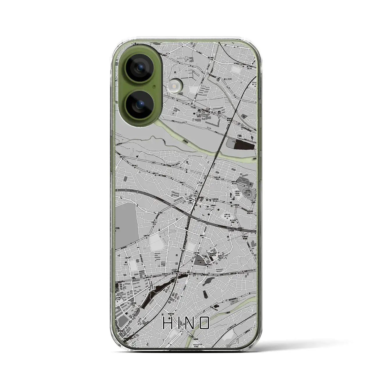 【日野（東京都）】地図柄iPhoneケース（クリアタイプ）