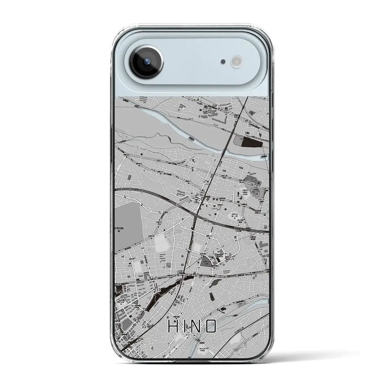 【日野（東京都）】地図柄iPhoneケース（クリアタイプ）モノトーン・iPhone 17 Pro Max 用