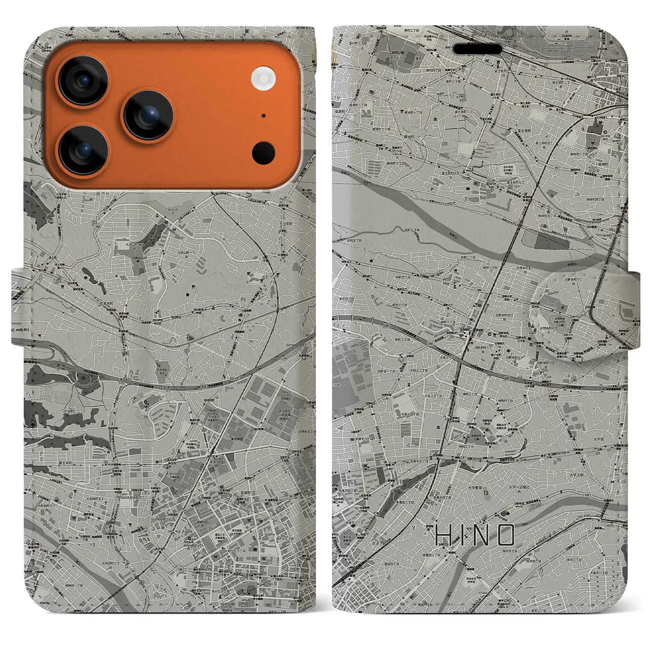 【日野（東京都）】地図柄iPhoneケース（手帳タイプ）