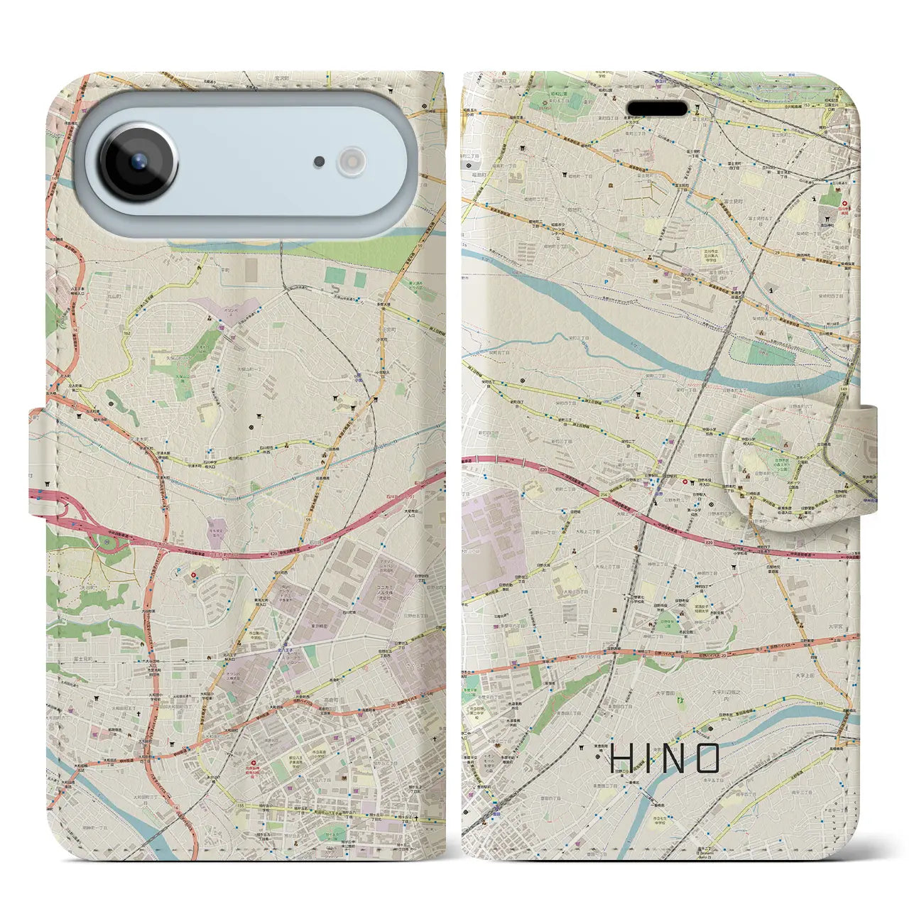 【日野（東京都）】地図柄iPhoneケース（手帳タイプ）