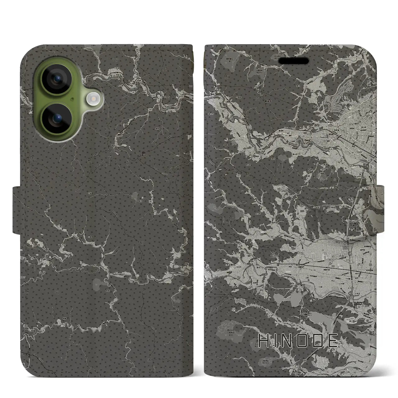 【日の出（東京都）】地図柄iPhoneケース（手帳タイプ）