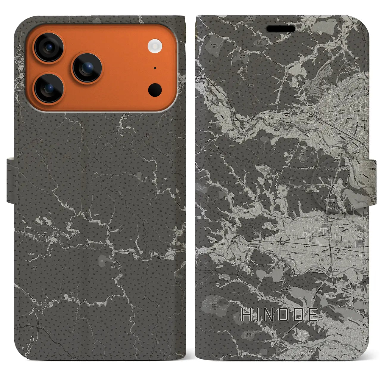 【日の出（東京都）】地図柄iPhoneケース（手帳タイプ）