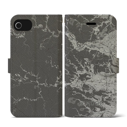 【日の出（東京都）】地図柄iPhoneケース（手帳タイプ）モノトーン・iPhone SE（第3 / 第2世代） / 8 / 7 / 6s / 6 用