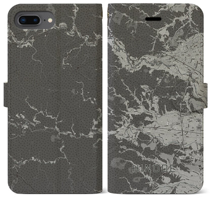 【日の出（東京都）】地図柄iPhoneケース（手帳タイプ）モノトーン・iPhone 8Plus /7Plus / 6sPlus / 6Plus 用