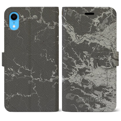 【日の出（東京都）】地図柄iPhoneケース（手帳タイプ）モノトーン・iPhone XR 用