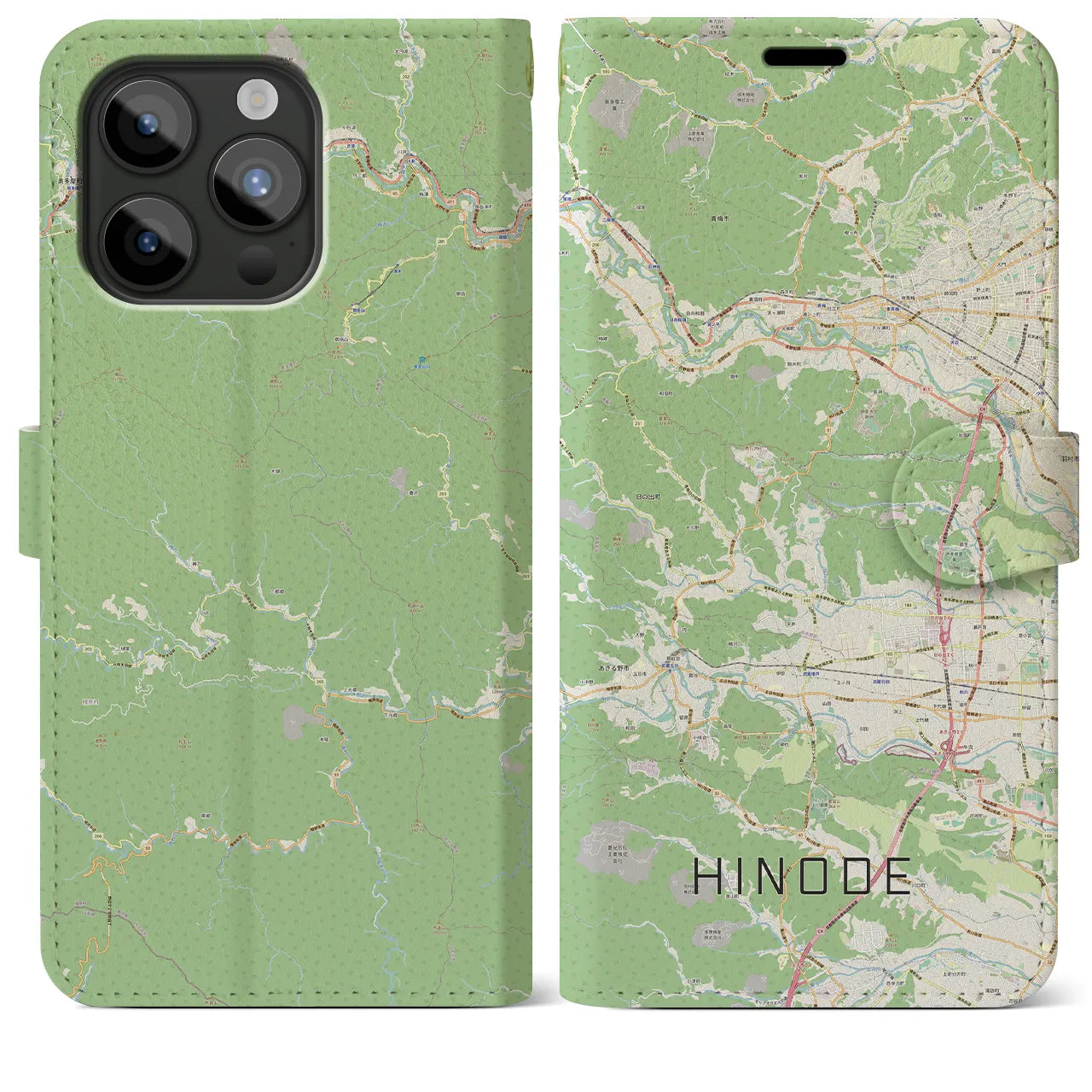 【日の出（東京都）】地図柄iPhoneケース（手帳タイプ）