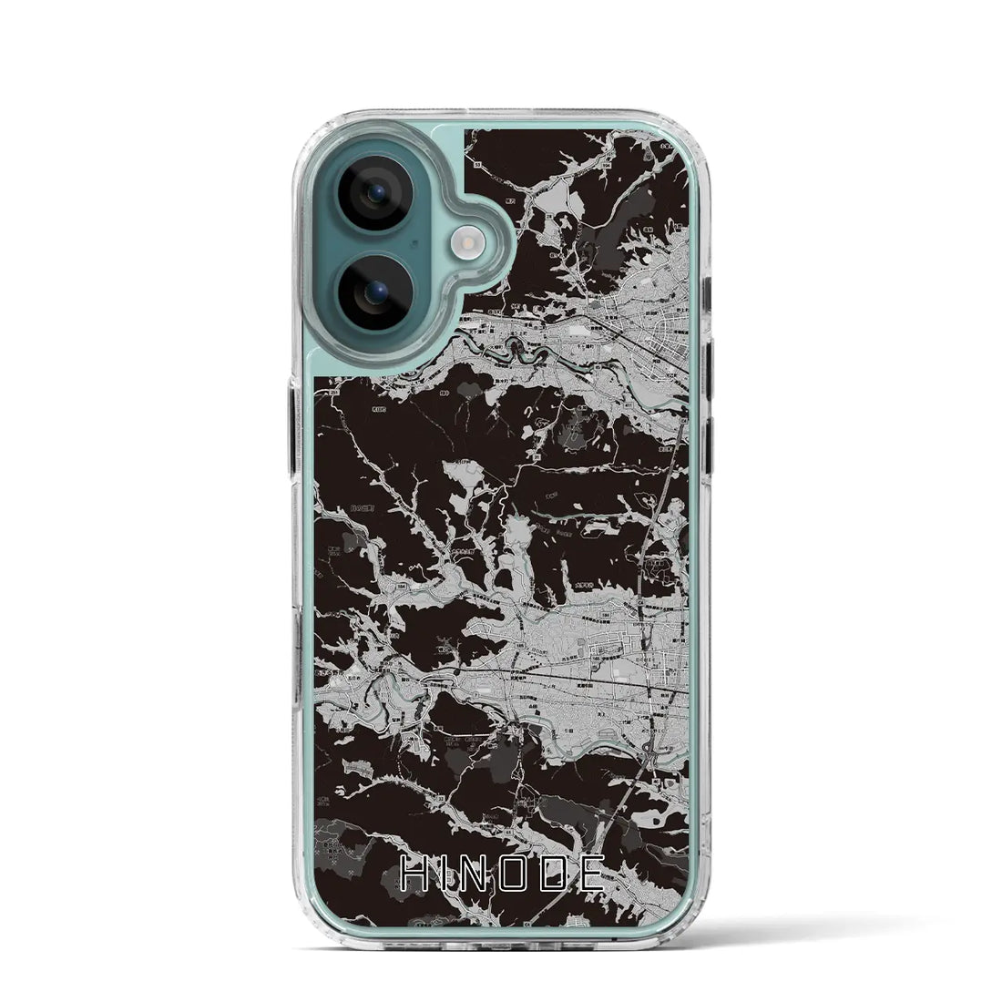 【日の出(東京都)】地図柄iPhoneケース(MagSafeタイプ)モノトーン・iPhone 16 Pro 用