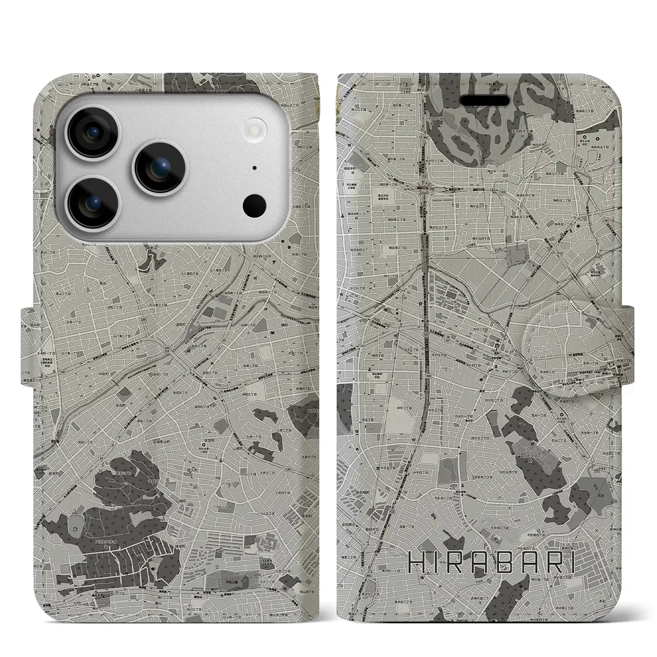 【平針（愛知県）】地図柄iPhoneケース（手帳タイプ）