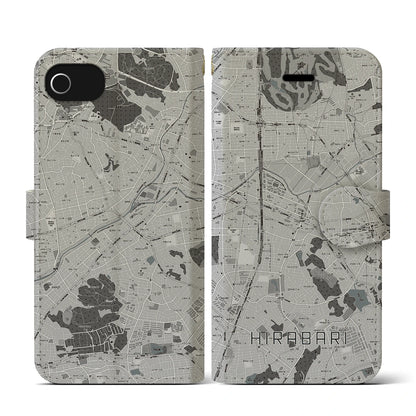 【平針（愛知県）】地図柄iPhoneケース（手帳タイプ）モノトーン・iPhone SE（第3 / 第2世代） / 8 / 7 / 6s / 6 用