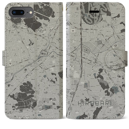 【平針（愛知県）】地図柄iPhoneケース（手帳タイプ）モノトーン・iPhone 8Plus /7Plus / 6sPlus / 6Plus 用