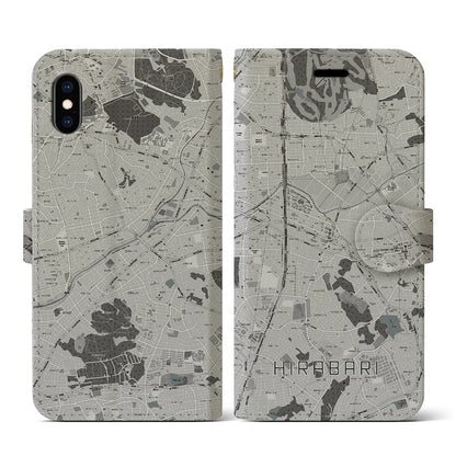 【平針（愛知県）】地図柄iPhoneケース（手帳タイプ）モノトーン・iPhone XS / X 用