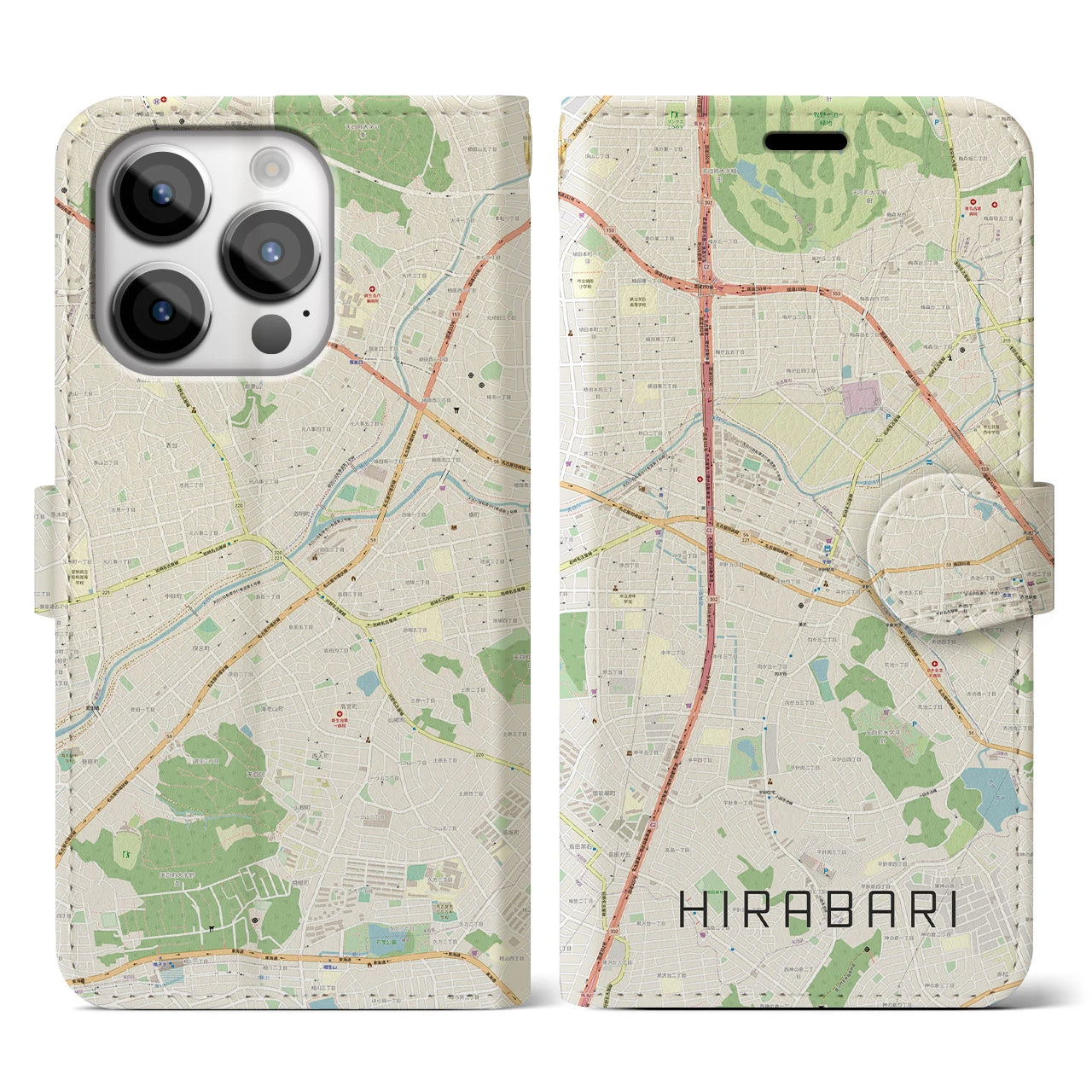 【平針（愛知県）】地図柄iPhoneケース（手帳タイプ）