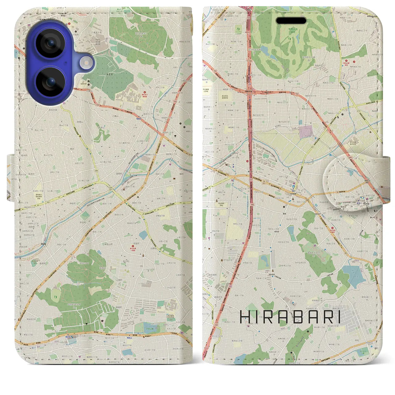 【平針（愛知県）】地図柄iPhoneケース（手帳タイプ）