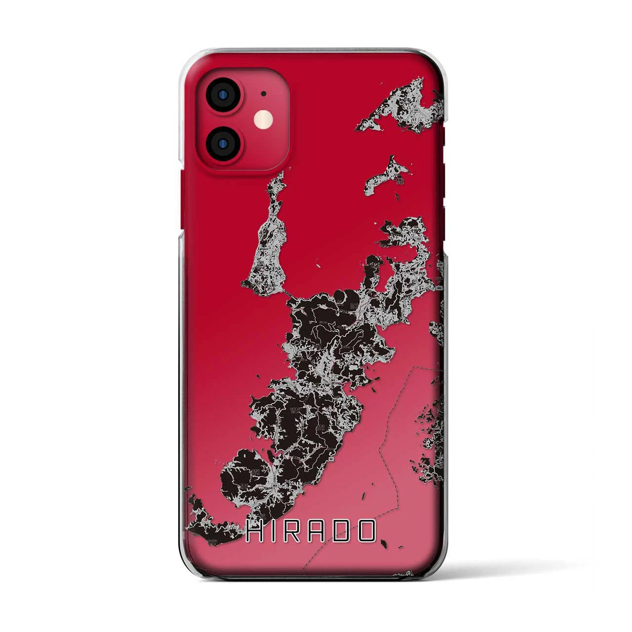 【平戸（長崎県）】地図柄iPhoneケース（クリアタイプ）モノトーン・iPhone 11 用