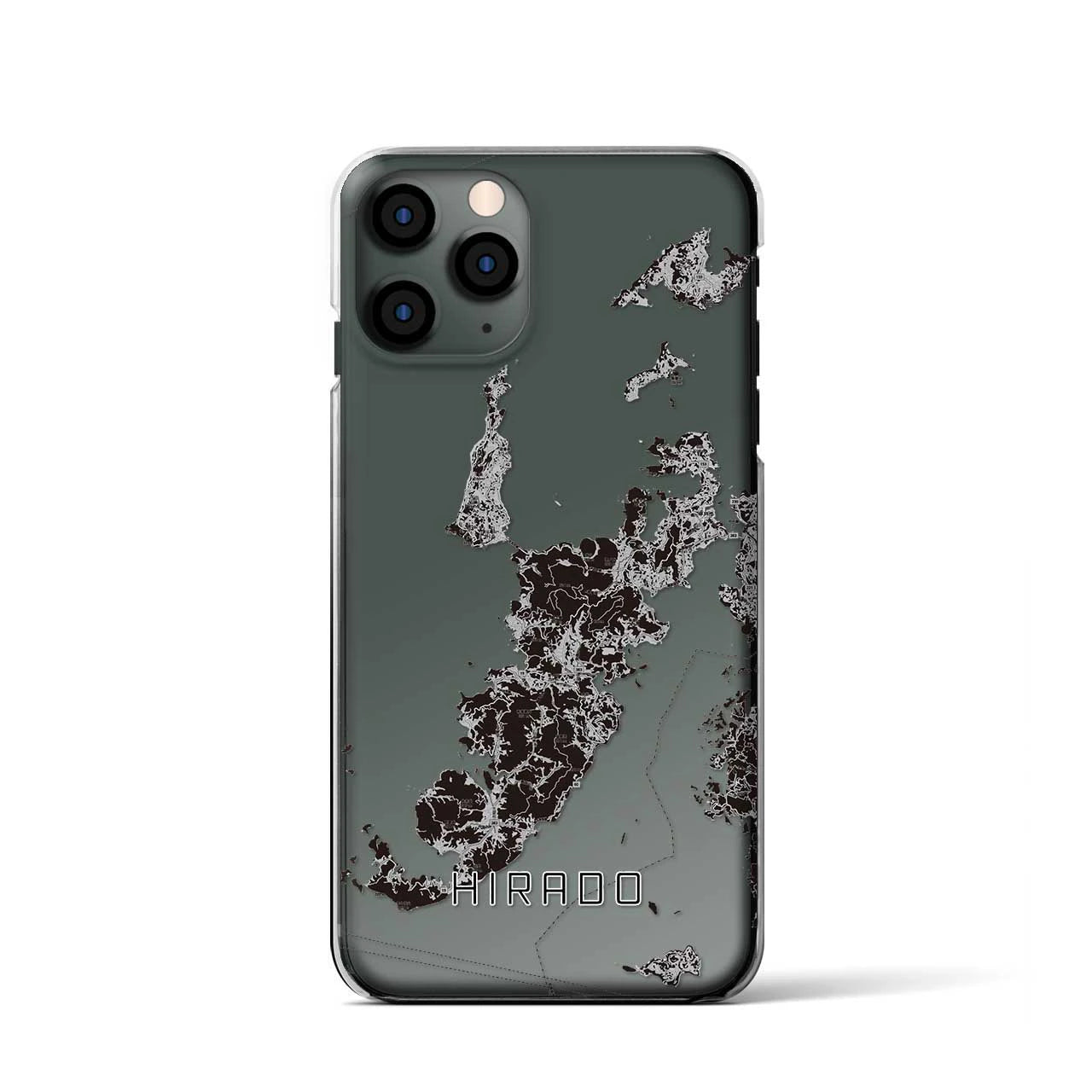 【平戸（長崎県）】地図柄iPhoneケース（クリアタイプ）モノトーン・iPhone 11 Pro 用