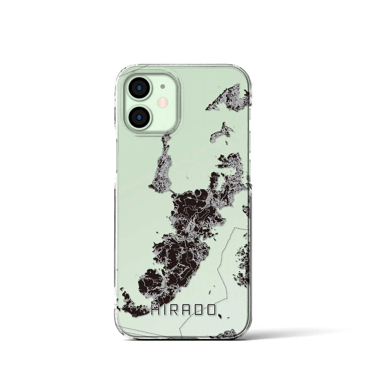 【平戸（長崎県）】地図柄iPhoneケース（クリアタイプ）モノトーン・iPhone 12 mini 用