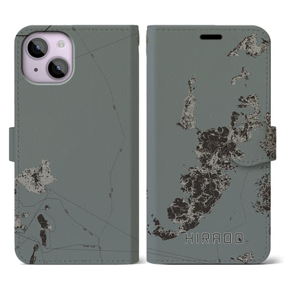 【平戸（長崎県）】地図柄iPhoneケース（手帳タイプ）モノトーン・iPhone 14 用