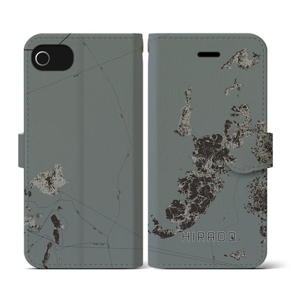 【平戸（長崎県）】地図柄iPhoneケース（手帳タイプ）モノトーン・iPhone SE（第3 / 第2世代） / 8 / 7 / 6s / 6 用