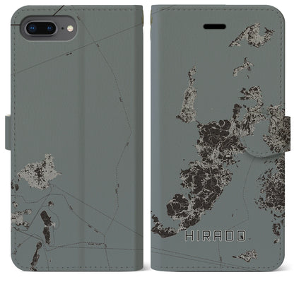 【平戸（長崎県）】地図柄iPhoneケース（手帳タイプ）モノトーン・iPhone 8Plus /7Plus / 6sPlus / 6Plus 用