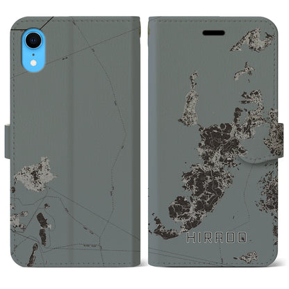 【平戸（長崎県）】地図柄iPhoneケース（手帳タイプ）モノトーン・iPhone XR 用