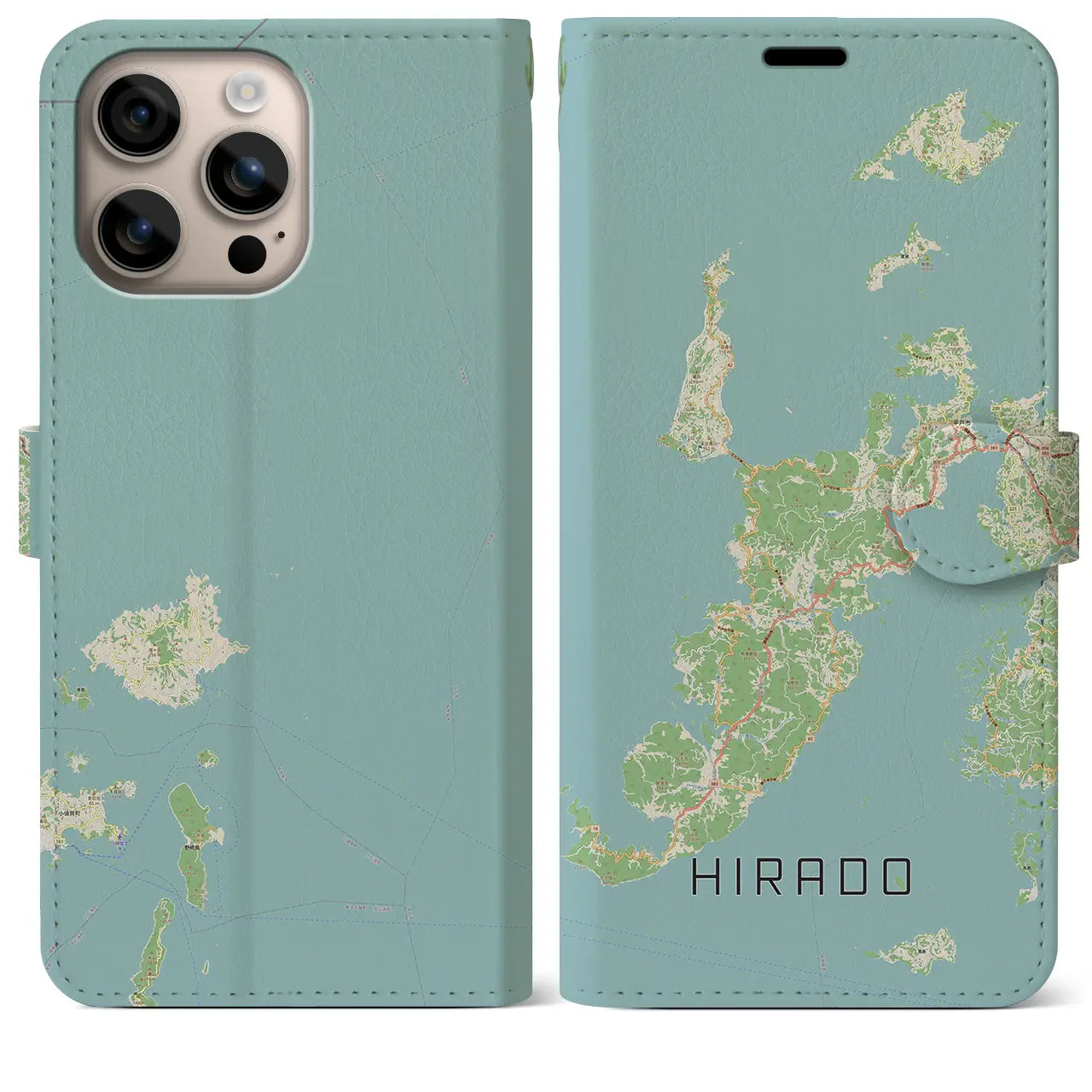 【平戸（長崎県）】地図柄iPhoneケース（手帳タイプ）ナチュラル・iPhone 16 Plus 用