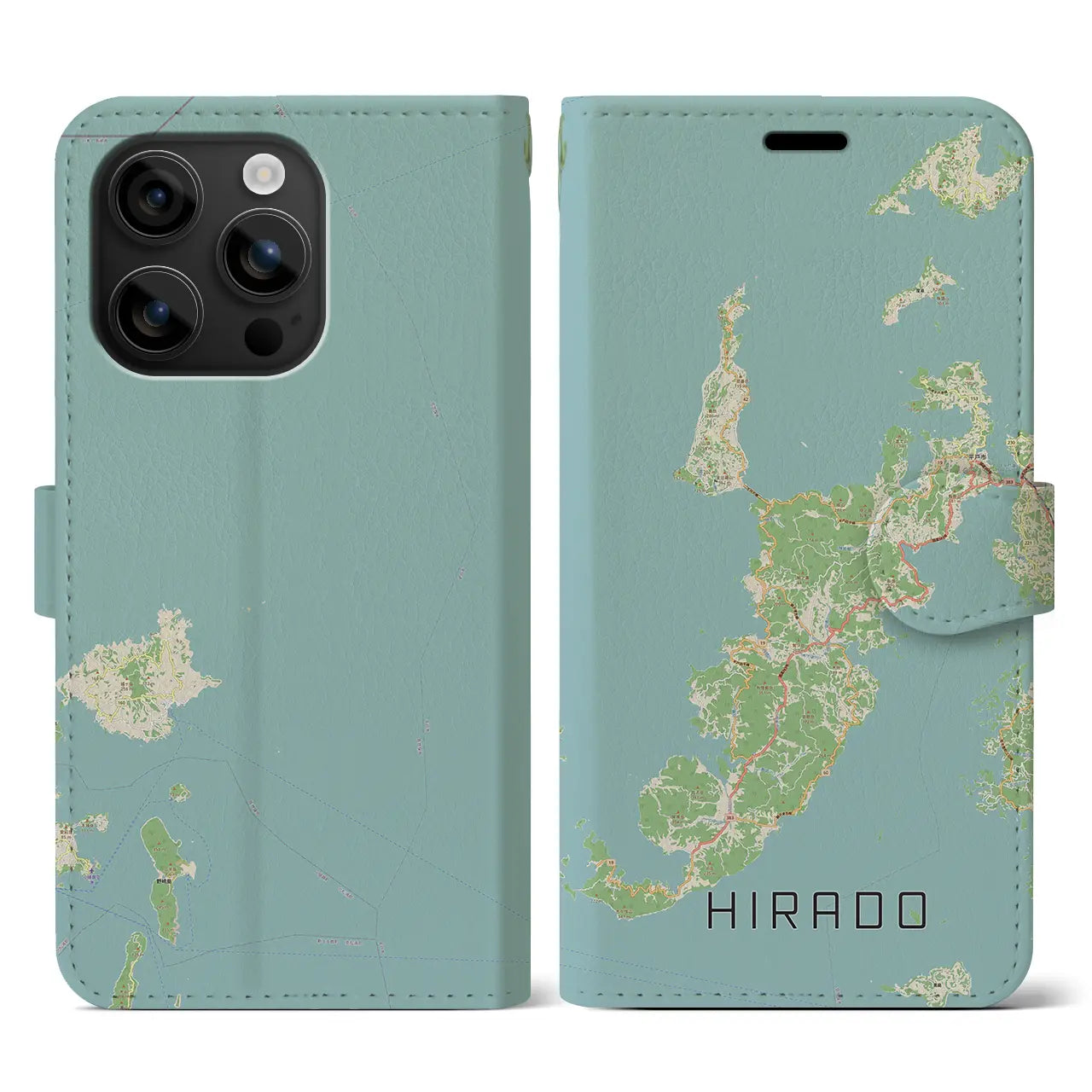 【平戸（長崎県）】地図柄iPhoneケース（手帳タイプ）ナチュラル・iPhone 16 用