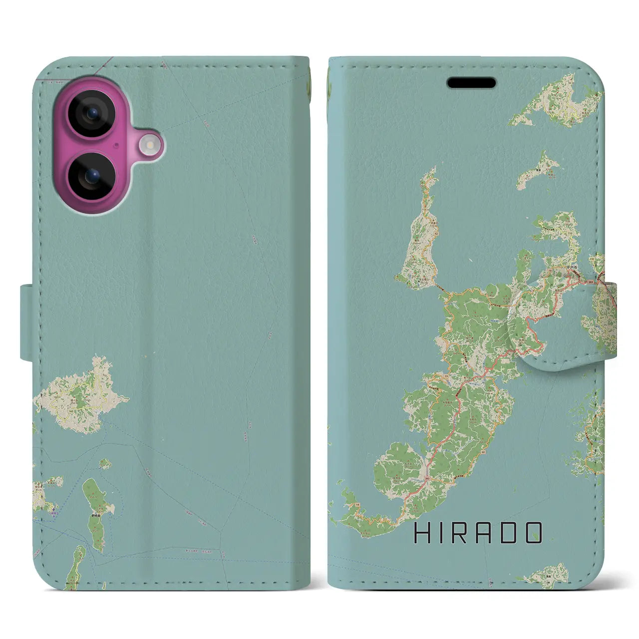 【平戸（長崎県）】地図柄iPhoneケース（手帳タイプ）ナチュラル・iPhone 16 Pro 用