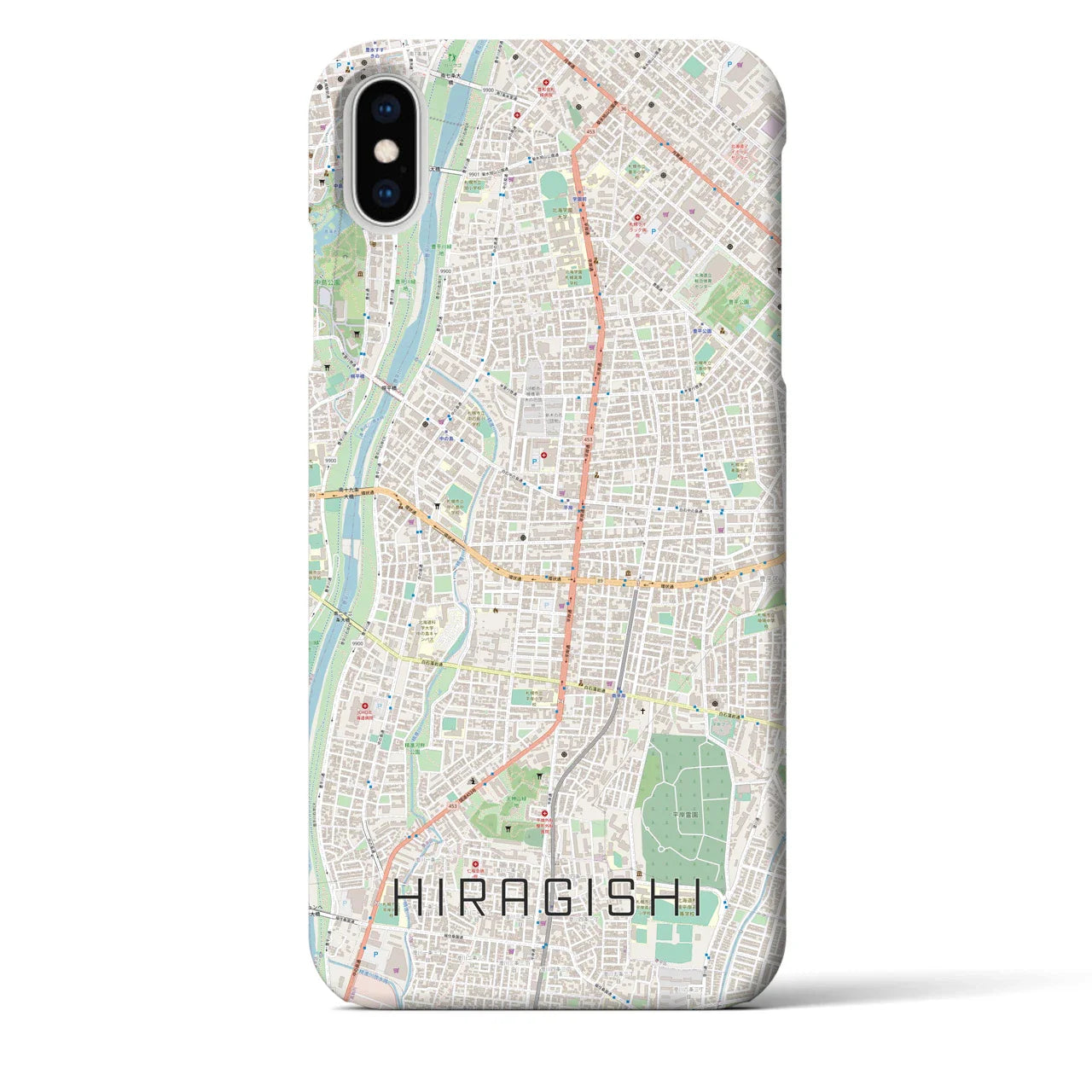 【平岸（北海道）】地図柄iPhoneケース（バックカバータイプ）