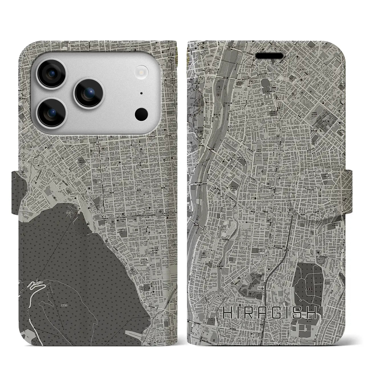 【平岸（北海道）】地図柄iPhoneケース（手帳タイプ）