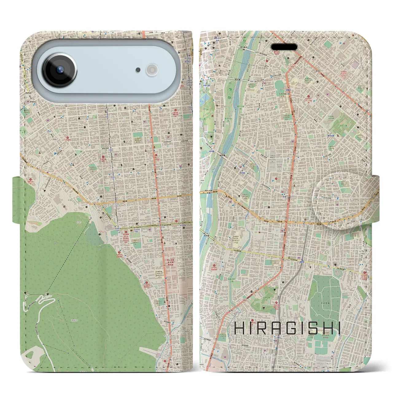 【平岸（北海道）】地図柄iPhoneケース（手帳タイプ）