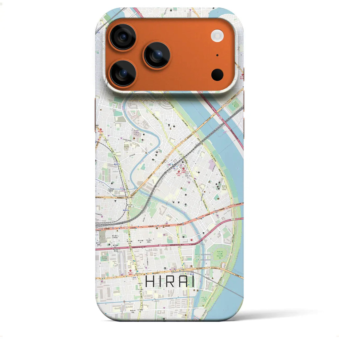 【平井（東京都）】地図柄iPhoneケース（バックカバータイプ）ブラック・iPhone 17 Pro Max 用