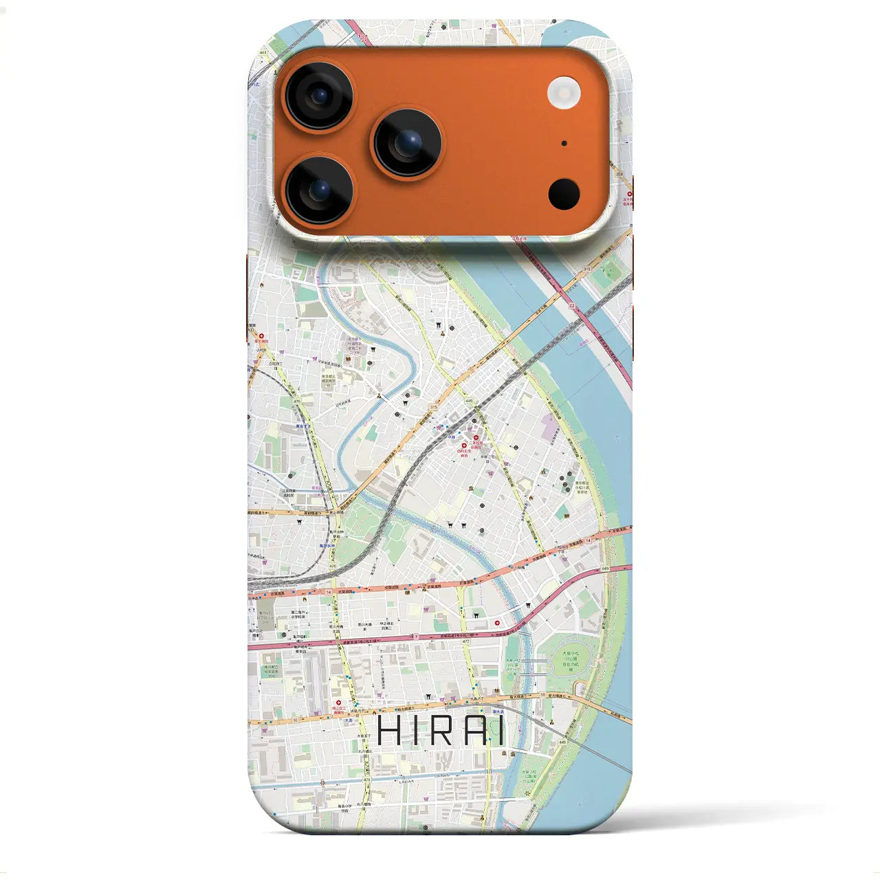 【平井（東京都）】地図柄iPhoneケース（バックカバータイプ）ブラック・iPhone 17 Pro Max 用